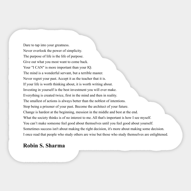 Robin S. Sharma Quotes Sticker by qqqueiru